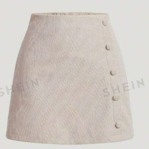 SHEIN MOD Button Front Corduroy Skirt